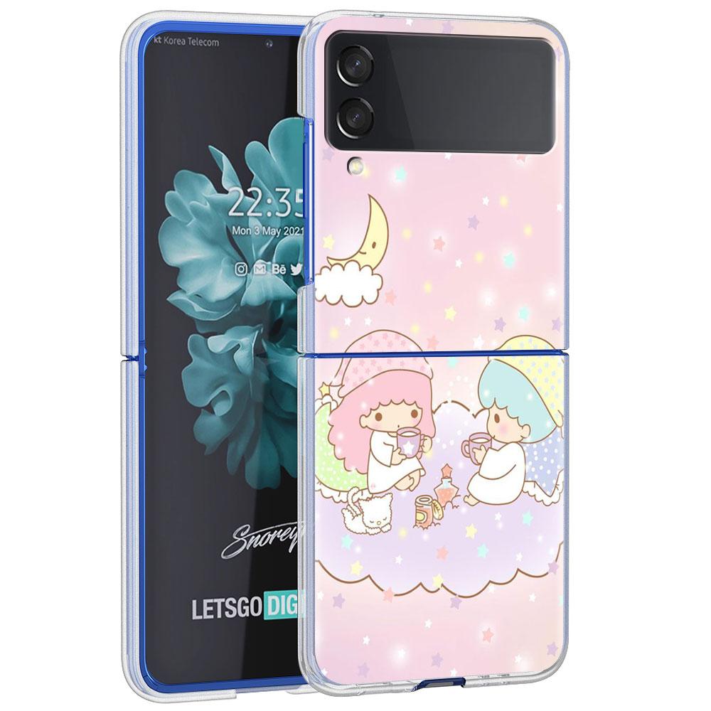 

Чехол для Samsung Galaxy Z Flip 4 5G Прозрачный жесткий чехол для мобильного телефона ZFlip Clear PC Luxury Shell Coque LittleTwinStars Samsung Z Flip4 5G