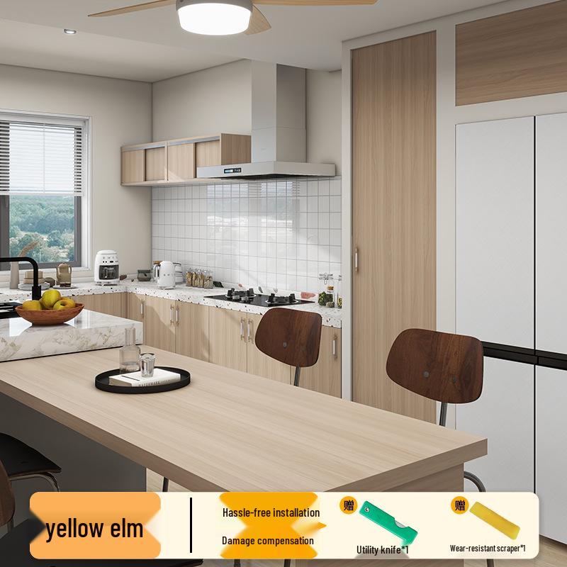 Wood Veneer Self-Adhesive Wallpaper: Thick, Soft, Imitation Wood Grain for Doors, Tables, and Furniture Renovation.