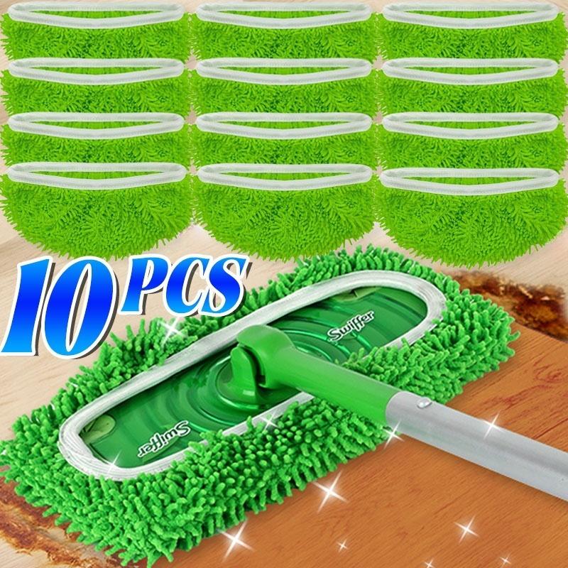 10 Stück Wiederverwendbare Mikrofaser-Wischmopp-Pads Kompatibel für Swiffer Kehrwischmopp Trockenwischtuch Waschbar Feuchtwischen für die Bodenreinigung