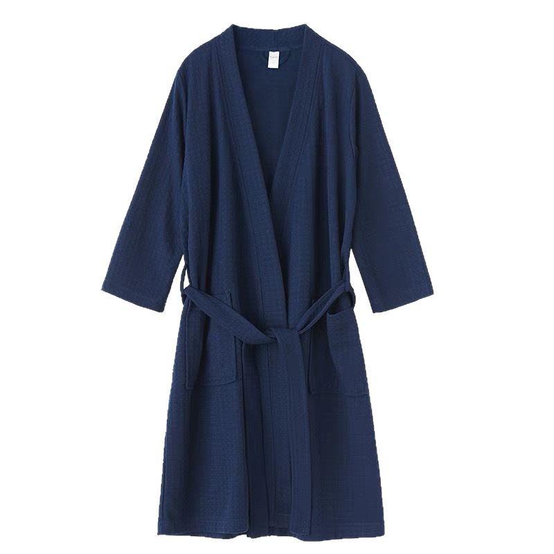 Unisex Quick-Dry Waffle Bathrobe - Lightweight, Absorbent, Ideal for Spa & Sauna
