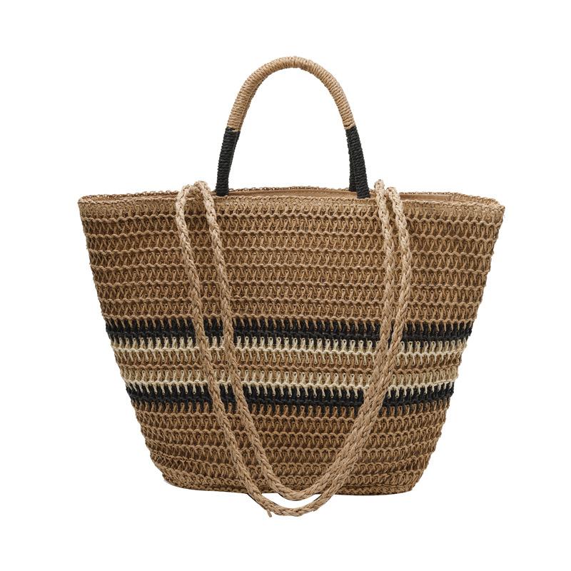 Bag Korean lazy wind large capacity hand carry straw bag 2025 spring new fashion shoulder vegetable basket bag
