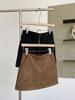 2025 Autumn/Winter Korean Retro Low-Rise Suede Plush Hip-Hugging Skirt for Women