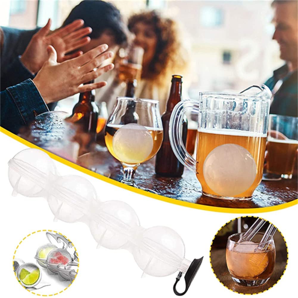 4-cell Ice Cube Maker Diy Ice Ball Molds For Whiskey Cocktail Bar Useful Round Ball Ice Makers Bar Accessories Kitchen Tool
