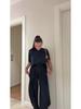 2025 Women's Drapey Wide-Leg Pants Two-Piece Set - Professional Casual Loose Fit with Solid Colors
