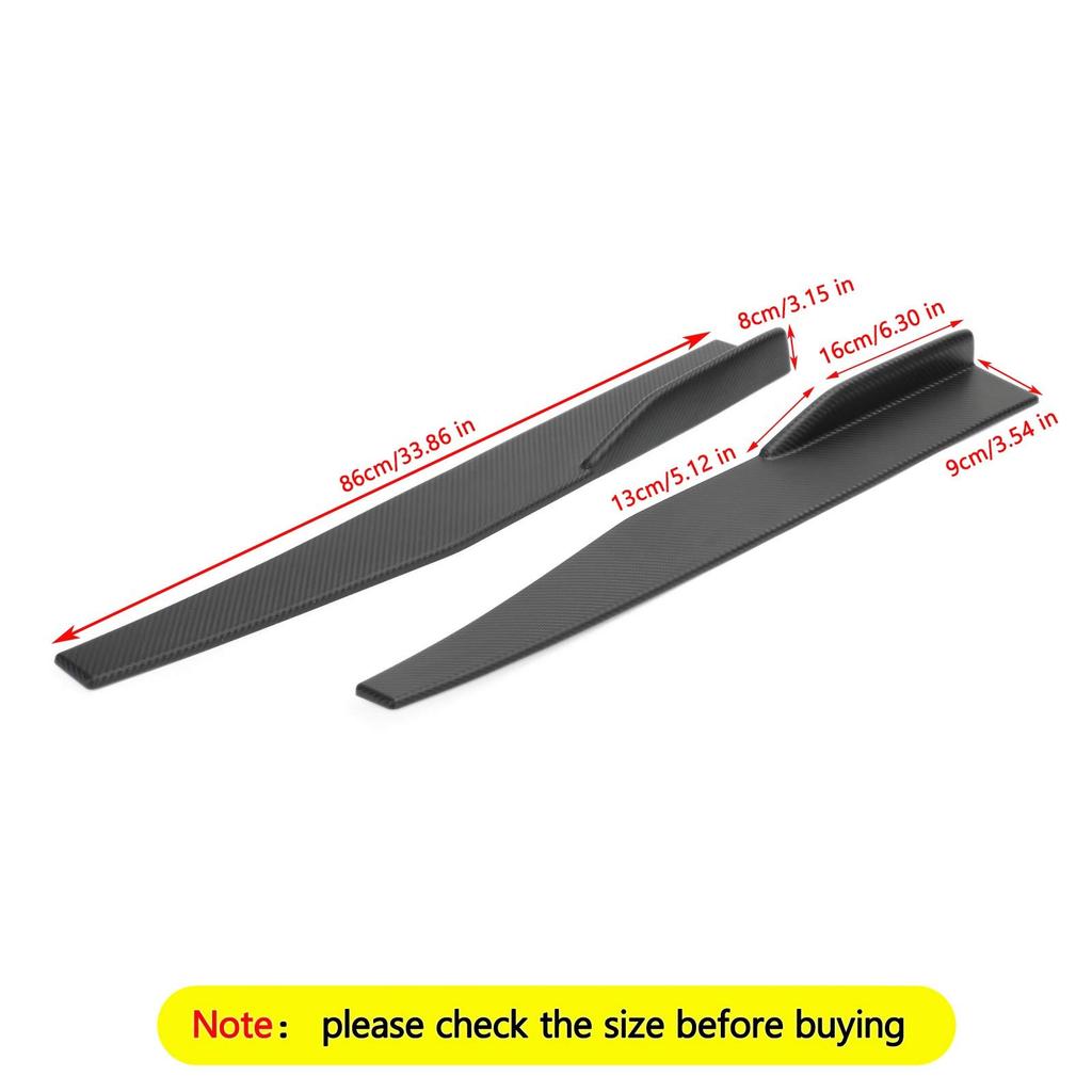 Bruce Shark 86cm Universal Car Side Bumper Lip Strip Splitter Universal Carbon Fiber & (Bruce Shark) 2-Piece Skirt/Rear Anti-Scratch Extensions,