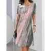 Rochie Midi Elegantă de Petrecere de Seară pentru Femei Gât Rotund Mânecă Scurtă Rochie Dreaptă Rochie în Linie A Casual Zilnică Rochie de Ceai Potrivire Normală Grap Ombre