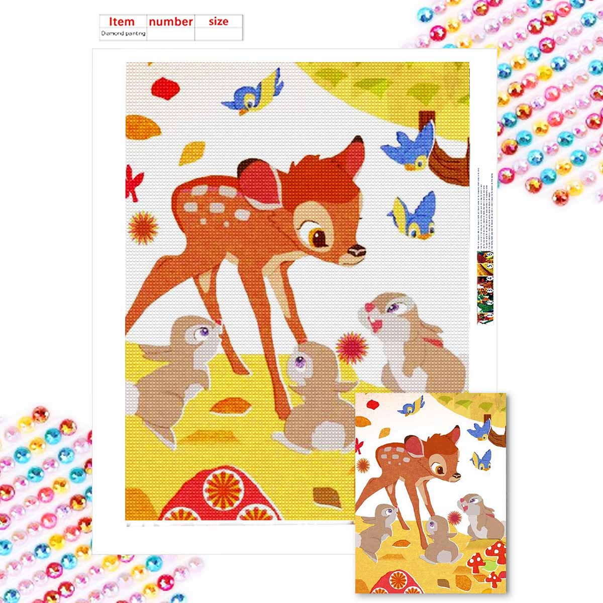 

5D Diy Diamond Painting A Path and Three Rabbits Full Drill Rhinestones Mosaic Embroidery Handmade Products Home Decor Gift Round 20x30cm