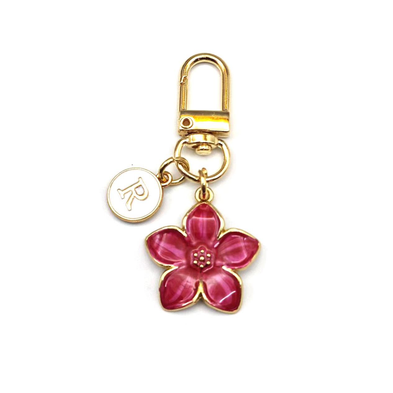 Cartoon Sakura Keychain with Oil Drip and Daisy Pendant