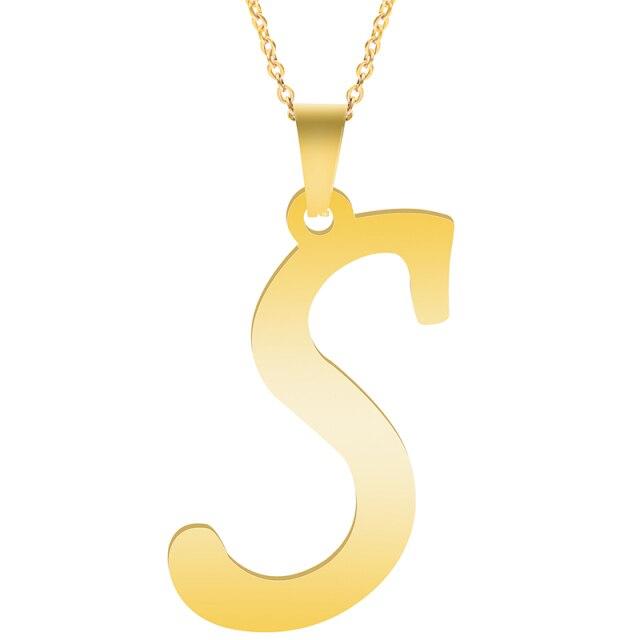 Gull alfabetet halskjeder for kvinner Smykker kjede på halsen 26 bokstaver anheng Halskjede rustfritt stål choker kvinne tilbehør