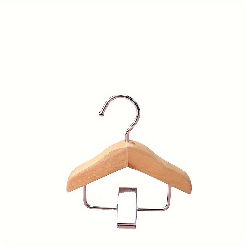 

1pc Wood Hanger Clips, Mini Small Clothes Support, Display Stands, One-piece Suit Hangers, with Trouser Clips