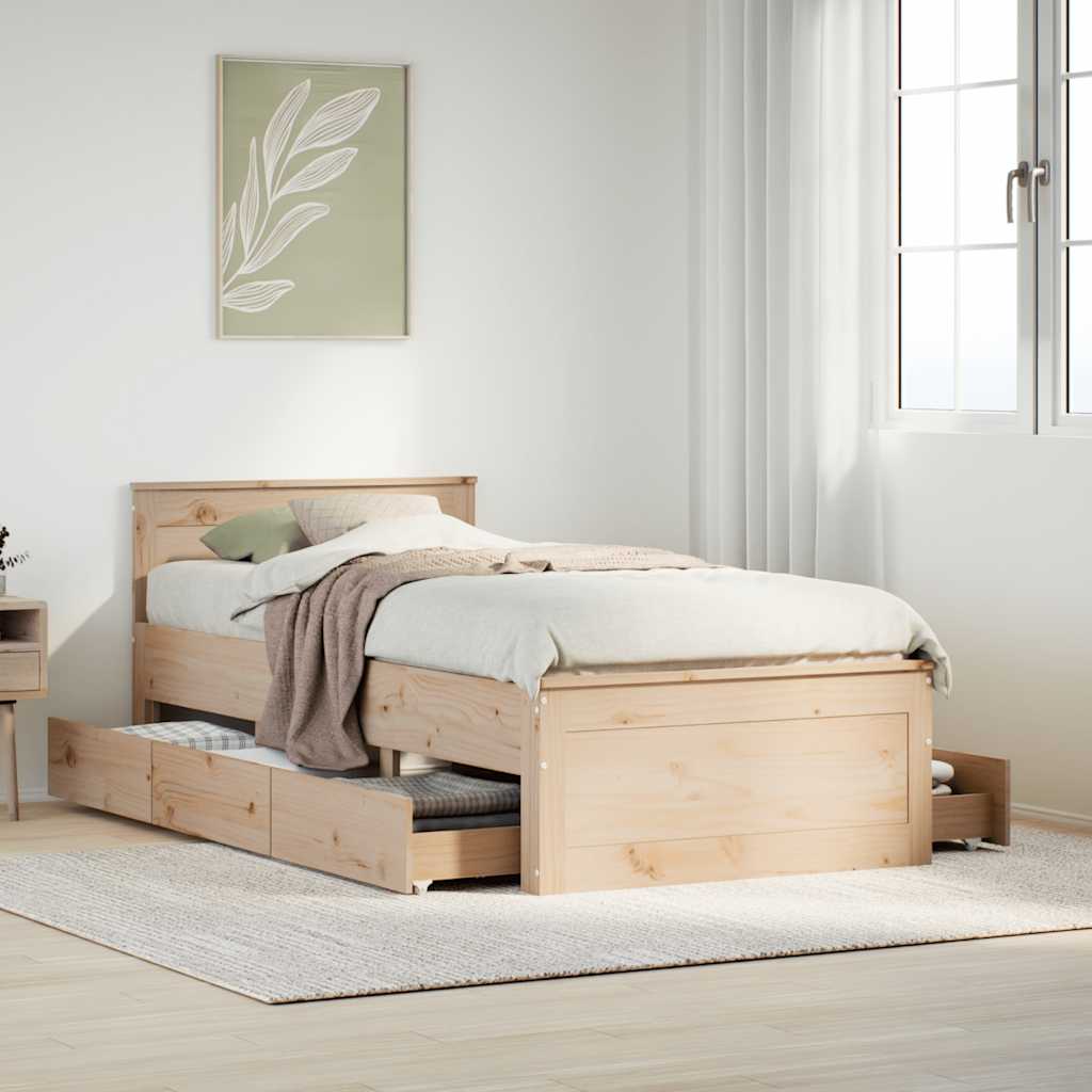Solid Wood Bed Without Mattress with Headboard 90 X 190 Cm Pine