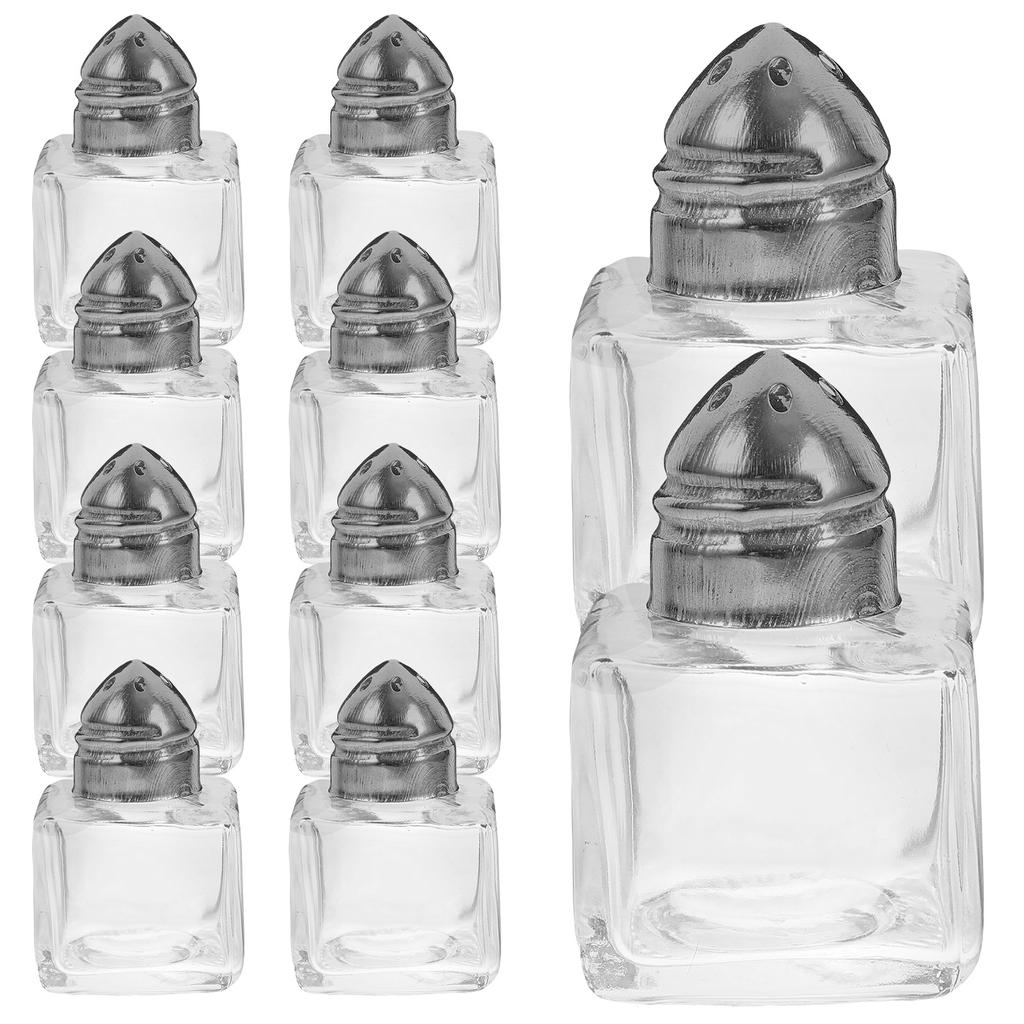 10 Pcs Mason Jar Mini Spice Kitchen Jars Seasoning Storage Container Bottle Pepper Shaker Bracket Cover Transparent Salt Travel