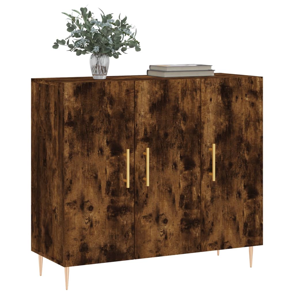 Sideboard Smoked Oak 90x34x80 cm Wood Based Material