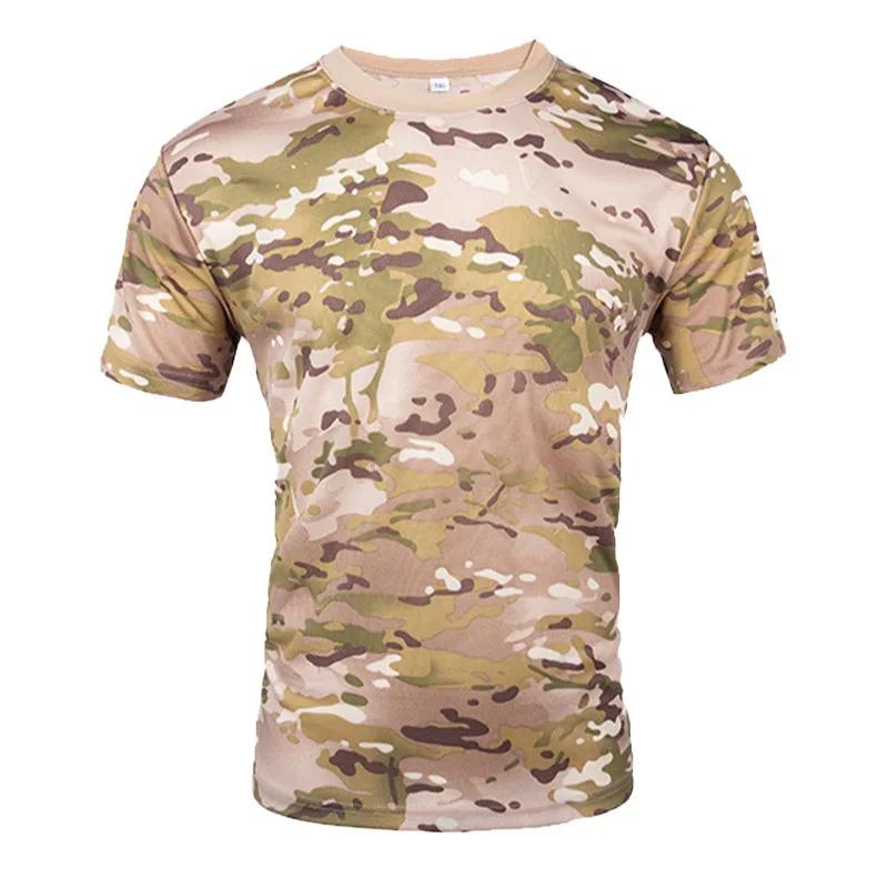 100% Baumwolle Taktisches T-Shirt Kurzarm Schnelltrocknend Jagdhemden Herren Camouflage Outdoor Sport Arbeit Training Airsoft Gefechtshemd