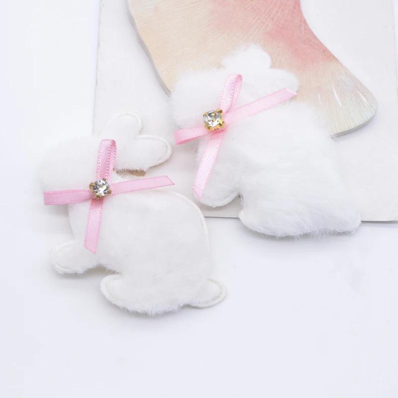 

10 шт. плюшевых кроликов с аппликациями в виде бантов для самостоятельной пошива одежды, шапок, леггинсов, нашивок для головных уборов, заколок для волос, декоративных аксессуаров