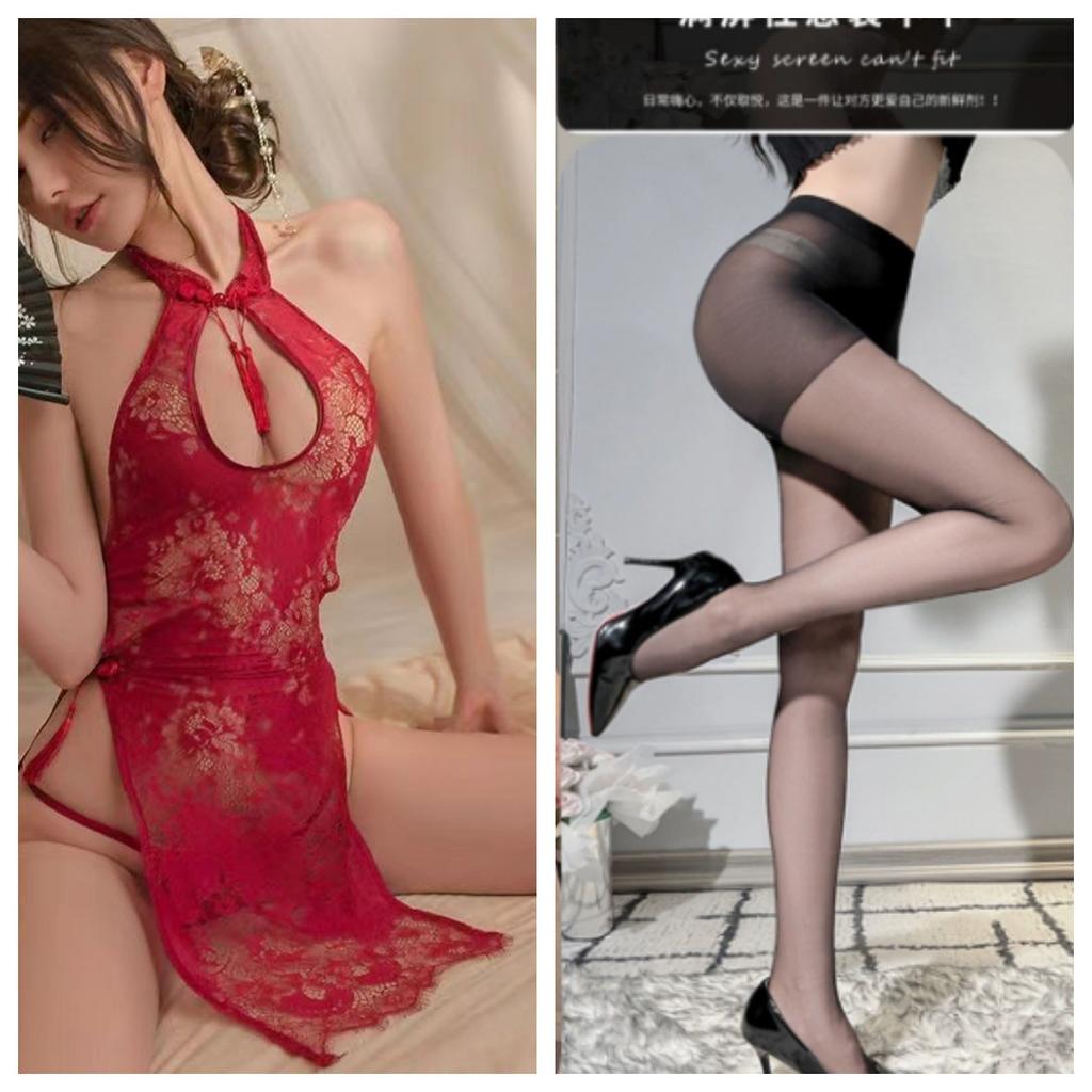 Sexy Lingerie Lace Hollow Cheongsam Uniform Seduction Perspective Pajamas Passion Suit