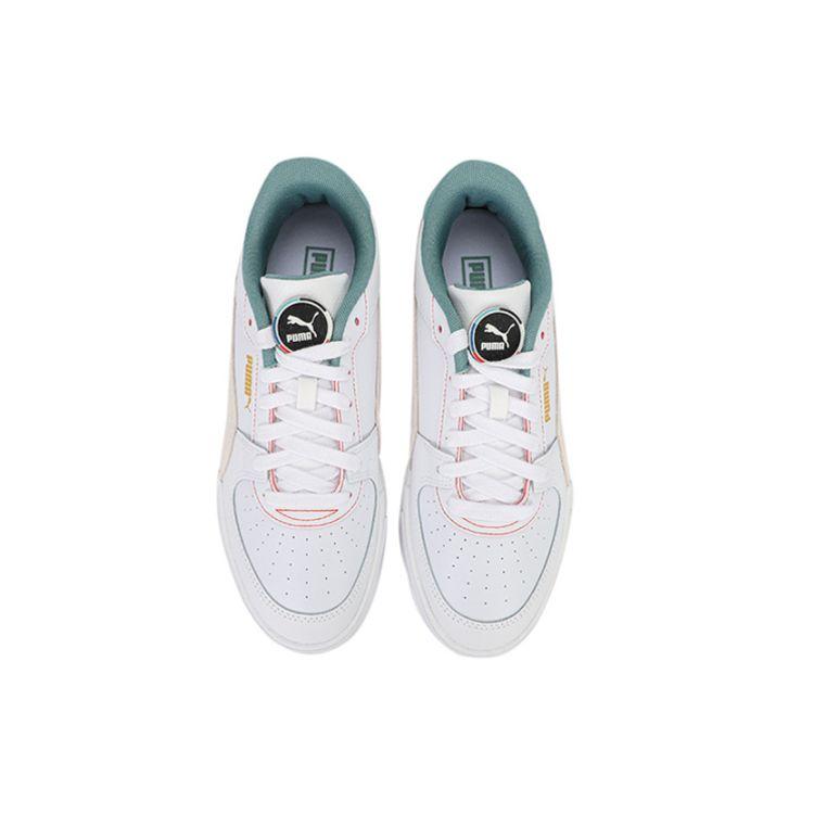 PUMA Suede Leather Mesh Low Top Sneakers White Green Unisex 384214-01