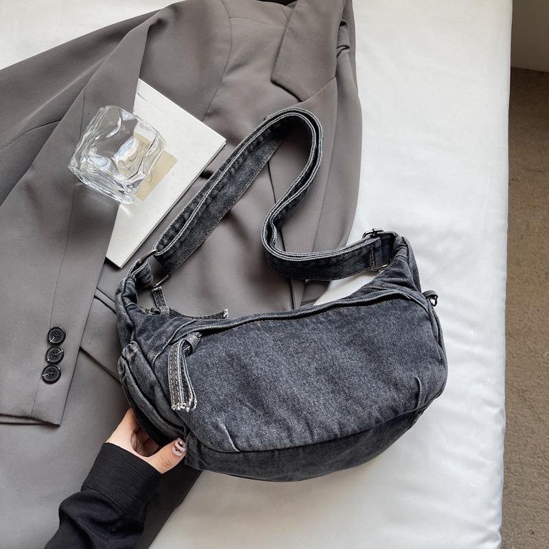 Large-capacity Denim Bag, Casual Crossbody Bag, College Student Commuting Tote Bag