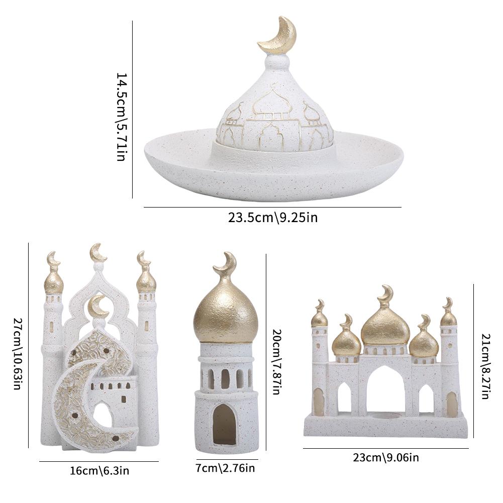 Resin Mosque Statue Tower Ornaments Tower Sculpture Decorative Ramadan home decor for Living Room Bedroom castle ornament