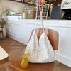 New Large Capacity Polka Dot Canvas Tote Bag Women Casual Shoulder Bag College Student School Book Bag