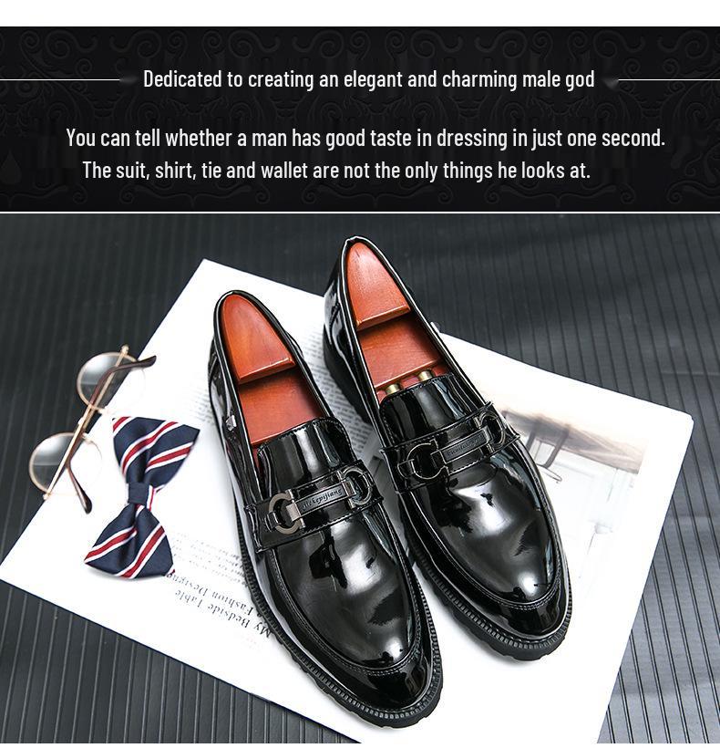 Men's British-Style Hidden Heel Patent Leather Shoes - Korean Trendy Casual & Versatile