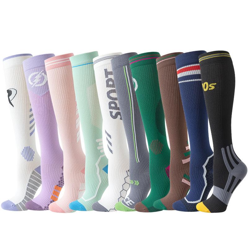Socken Damen Sport Drucksocken Frühlingsstrümpfe Schweißabsorbierende rutschfeste atmungsaktive Deodorant-Kompressionssocken Wadensocken