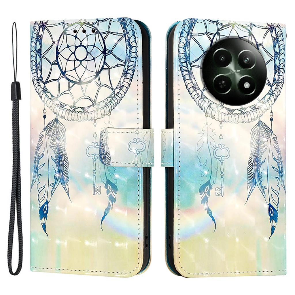 For Realme 12 5G Leather Case Pattern Printing Wallet Stand Mobile Cover with Strap