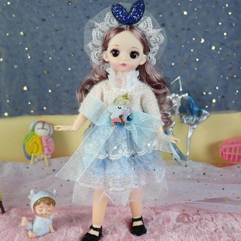 

Мини-подвижная кукла 30 см, игрушка для девочек, 3D большие глаза, BJD, полная одежда принцессы, коллекция платьев, детская кукла в подарок B