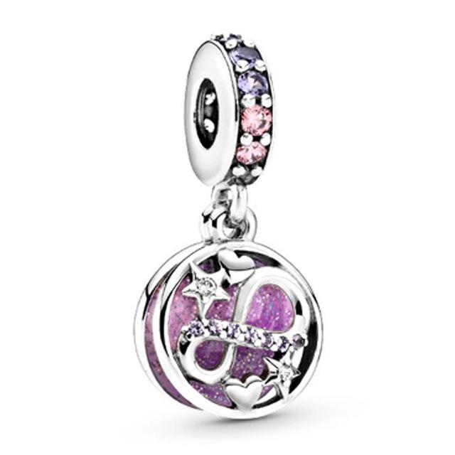 925 Prata Flamingo Pavão Coruja Pinguim Pássaros Desenhos Animados Moda Talão Encantos Pulseira Mulheres Jóias DIY