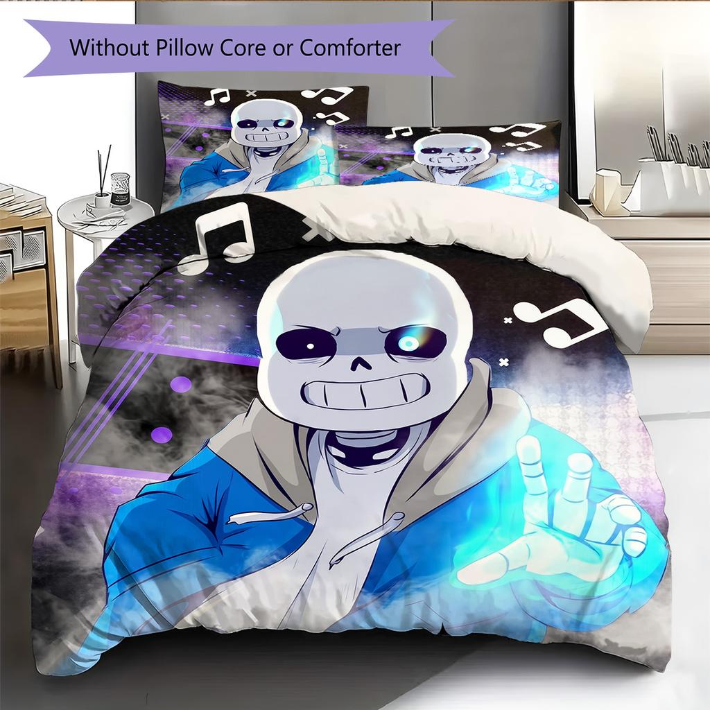 Sans  Pattern Bedding Quilt Set  Home Decoration  Gift (1 * duvet cover + 2 * pillowcase  without core)