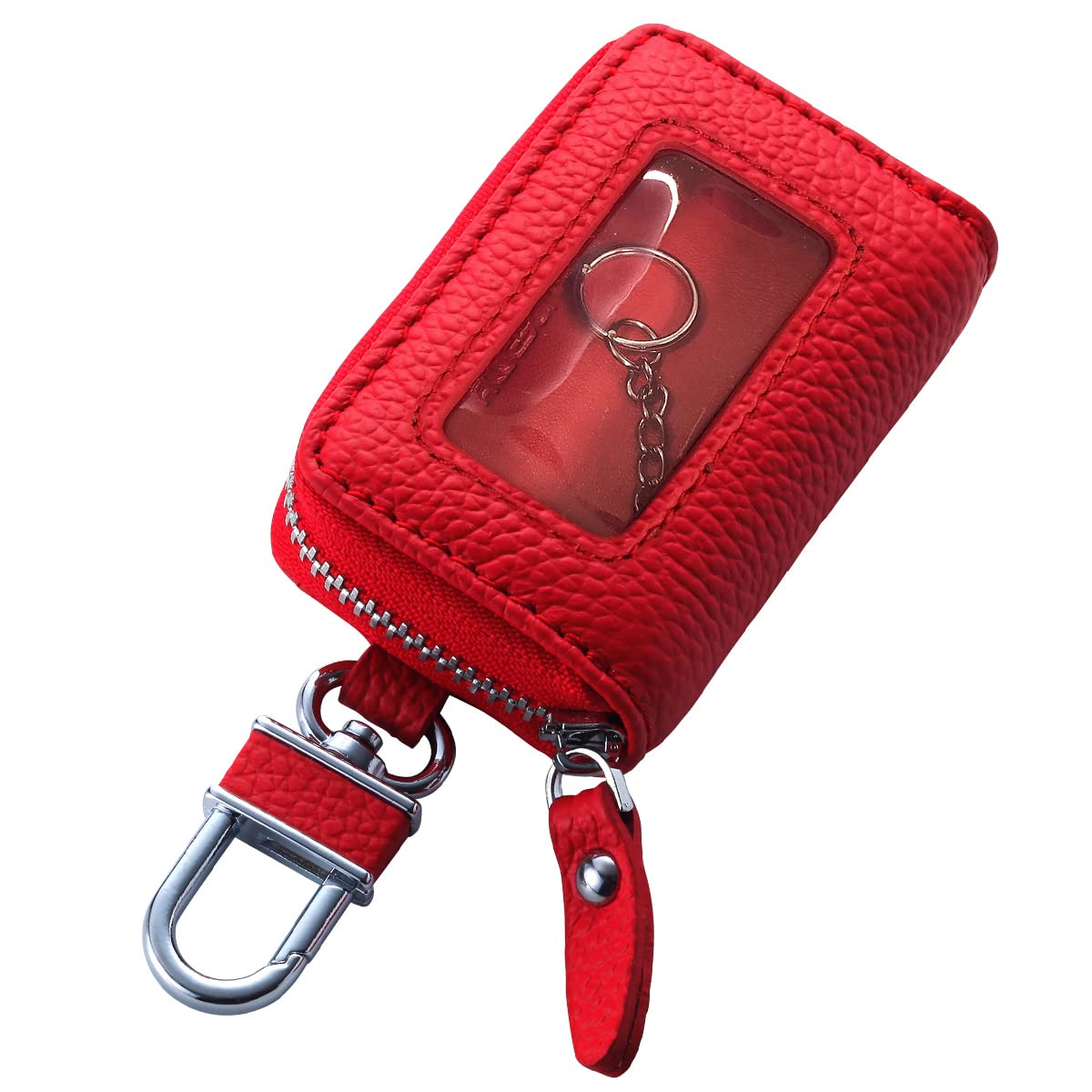 

Чохол для смарт-ключа з прозорим віконцем Червоний Чохол для ключів з натуральної шкіри ASK-CM006