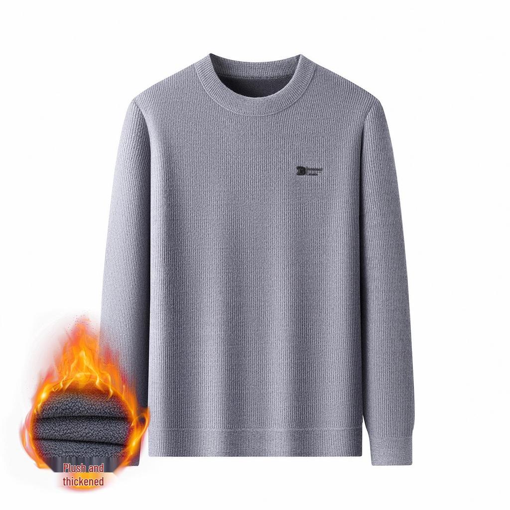 Men’s Winter Mink Velvet Thick Knit Sweater - Round Neck Luxury Casual Pullover