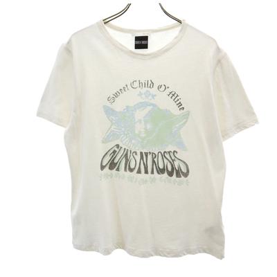 Leinenmischung Guns N' Roses Aufdruck Kurzarm Vintage-Verarbeitung T-Shirt Damen Gebraucht