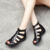 Genuine Leather Roman Sandals Women 2024 Summer New Soft Sole Outwear Women's Wedge Shoes Fashion Casual Designer Shoes Ladies