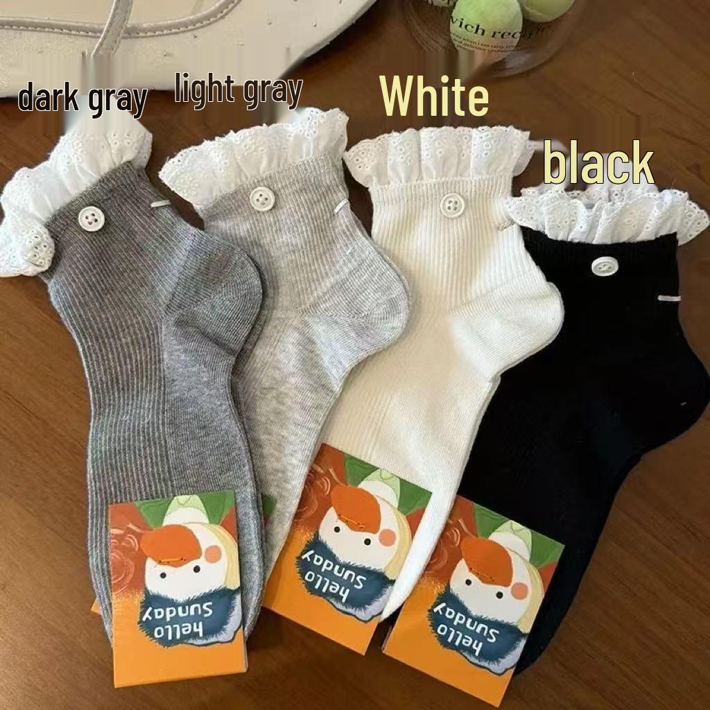 

Кружевная отделка JK Весна/Лето Лолита Принцесса Гольфы до середины икры - Белый One Size темно-серого