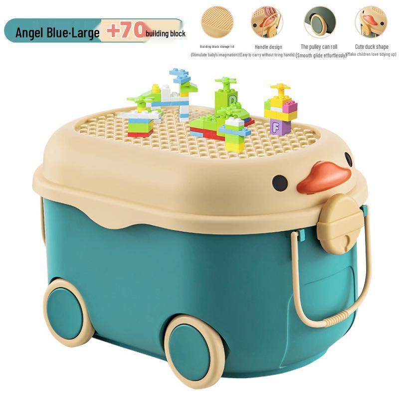 Children's Cartoon Storage Box with Wheels - Large Capacity Organizer for Toys, Clothes, and Snacks