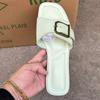 Fashion Buckle Decoration Women's Slippers 2024 Summer Flat Bottom Beach Casual Shoes Female Footwear Brand Design Soft Leather Slides