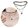Sweet Cool Aesthetic Stackable Black Rope Necklace with Alloy Heart Charm for Layer Look Enthusiasts