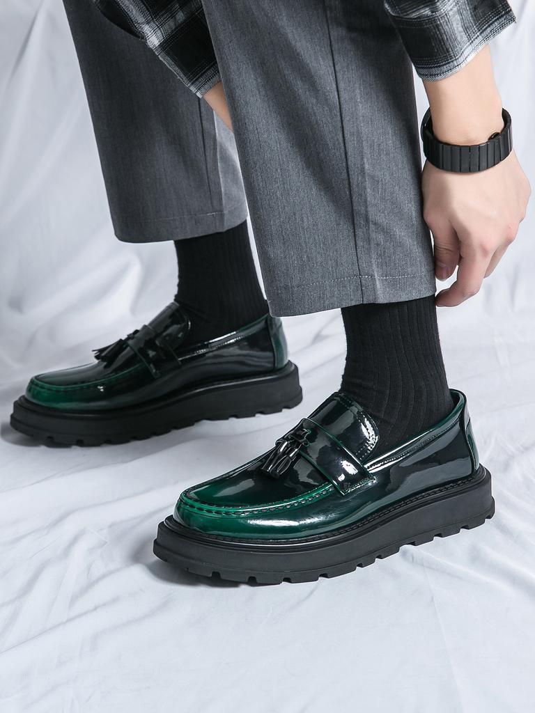 Original Design British Style Hombre Daily Dress Patent Leather Loafers For Men's Black Hight Quality Casual Slip-On Shoes
