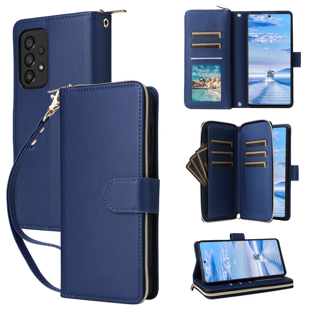 R20 Für Samsung Galaxy A33 5G Hülle Reißverschluss PU Leder Handyhülle mit Handschlaufe