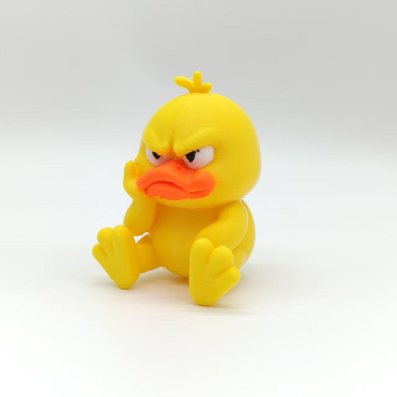 Statue Canard Jaune Enragé Impression 3D, Canard Blanc Yeux Blancs Drôle Enragé, Décoration Intérieure/Extérieure Maison et Voiture Humoristique