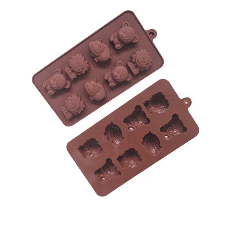 Forma 8 Animal Silicone Premium Non-Stick Mold for Homemade Chocolate, Candies, Jellies or Ice Cubes – Bear, Lion, Hippopotamus