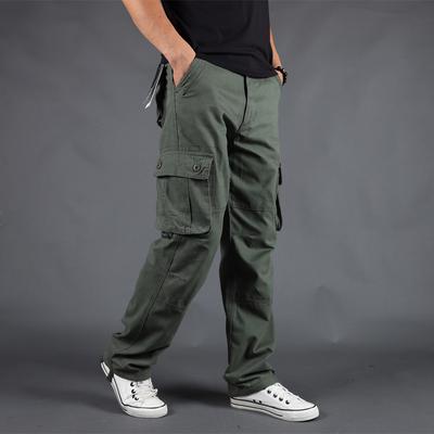 Men's Spring and Autumn Multi-Pocket Work Pants Loose Large Size Casual Pants Plus Size Trousers