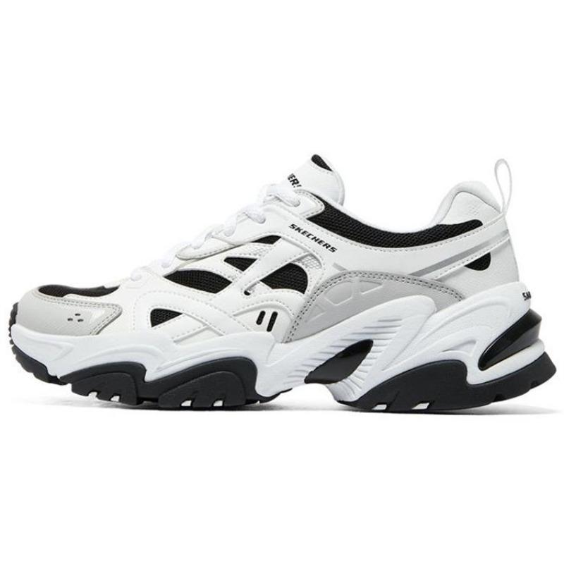 Skechers Stamina V2 Women Mesh Synthetic Leather Trendy Low Top Chunky Sneakers White Black 896093-WBK 36