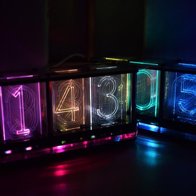 Imitate Full Color RGB Glow Tube Clock LED Music Spectrum DIY Kits Decoration Gift Night Light Atmosphere Light