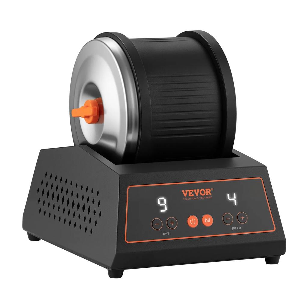 VEVOR Rock Tumbler Kit, Rock Polishing Kit, 4 Speed Settings 9-Day Polishing Timer Stone Polishing Kit