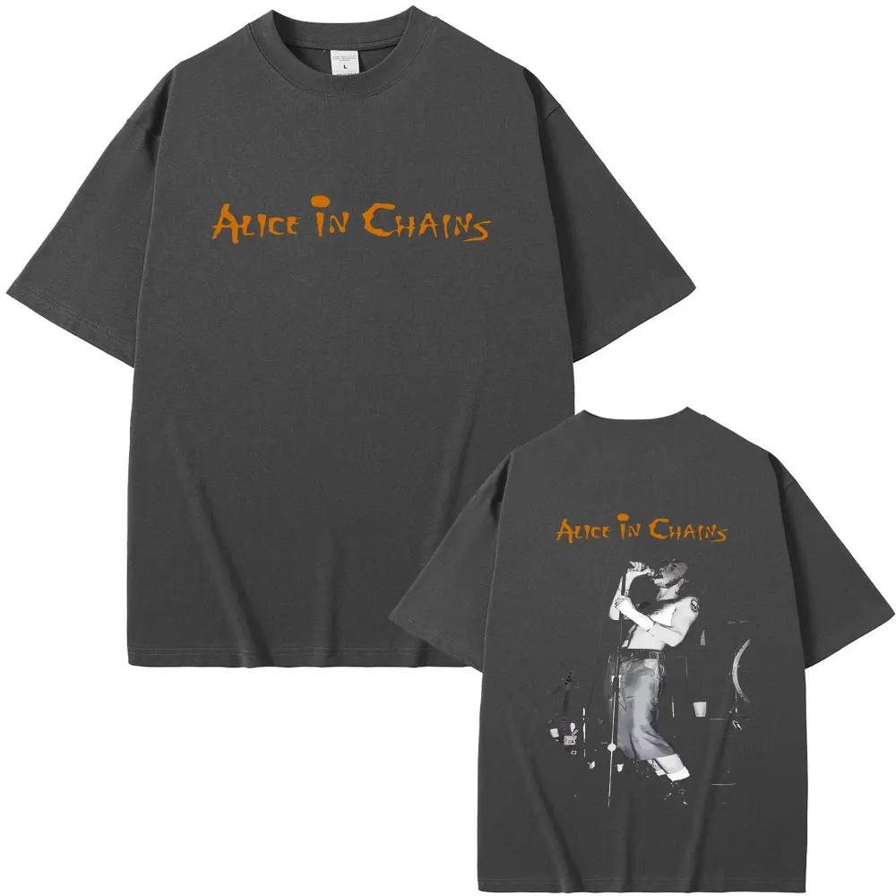 Alice In Chains Classic Rock Band TShirt 90s Seattle Grunge Gothic Punk Streetwear Unisex Oversized Cotton Graphic Tshirts