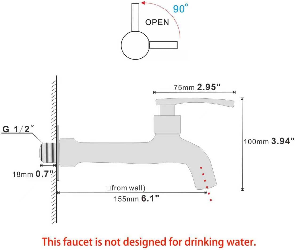

Faucet Mop Basin Single Cold Tap Chrome Garden Hose Spigot G 1/2 inch Connection United States