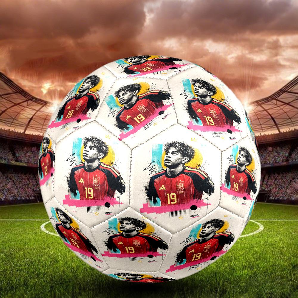 Lamine Yamal 19 Barcelona Player Action Size 5 Soccer Ball Machine-Stitched Indoor/Outdoor Training and Matches Sports Enthusiast Gifts