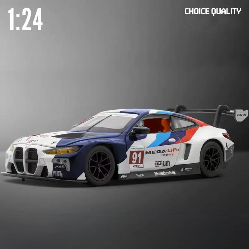 1/24 Scale M4 Alloy Model Car for Kids, Diecast Metal, Racing Car Toy, Sound Light, Boy Gift Collection